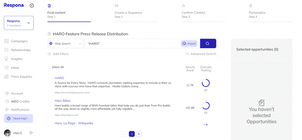 Search query example