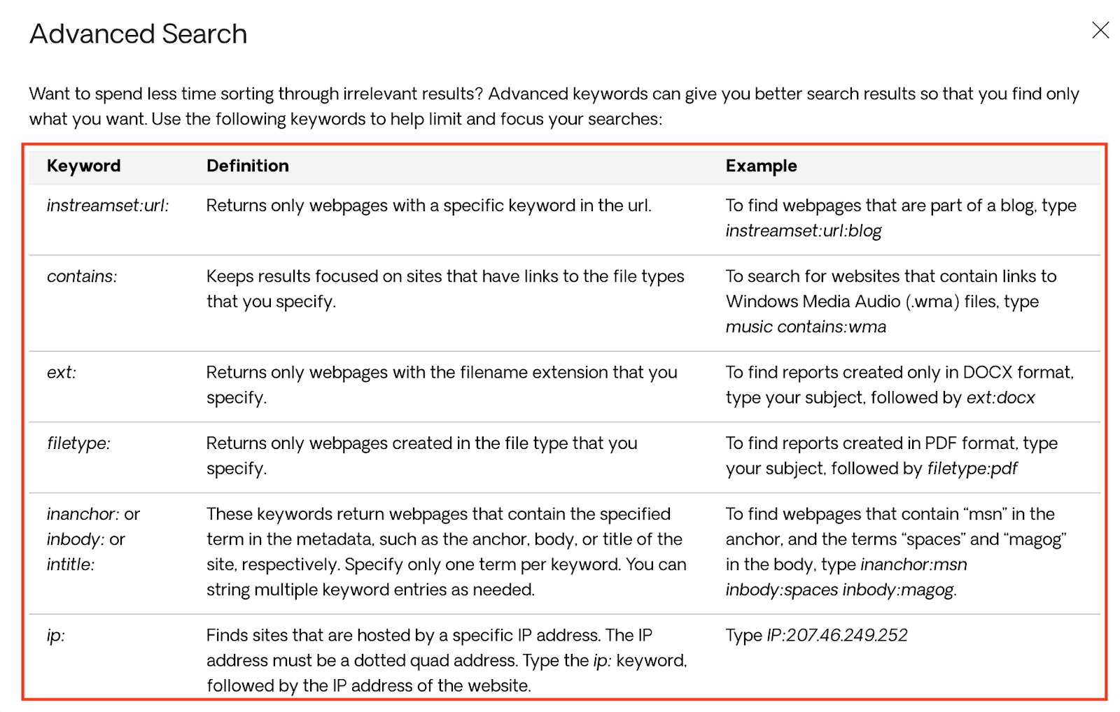 Advanced Search Operators 1